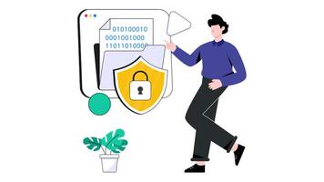 Data Encryption 2D Flat Animation. video