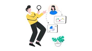 Analyzing User Profile 2D Flat Animation. video