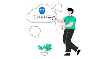Cloud Hacking 2D Flat Animation. video