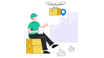 Drone Delivery 2D Flat Animation video