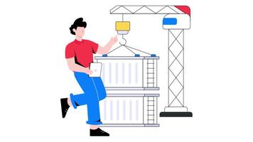 Container Loading 2D Flat Animation video