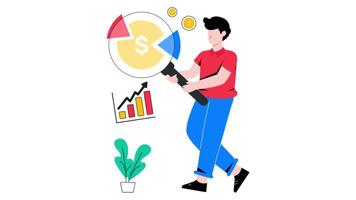 Economic Analysis 2D Flat Animation. video