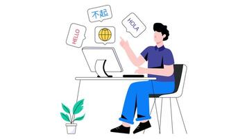 Digital Interpreter 2D Flat Animation video