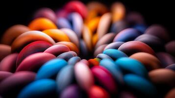 A vibrant and abstract arrangement of colorful shapes converging towards the center, creating depth photo
