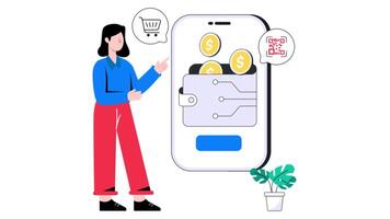 Digital Wallet 2D Flat Animation. video
