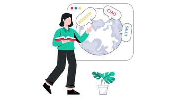Language Interpreter 2D Flat Animation video