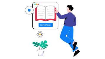 Online Book Reading 2D Flat Animation. video