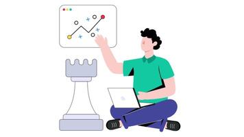 Siting 2D Flat Animation. video