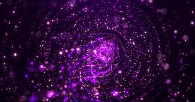 Abstract rotating purple particle surface. High tech colorful spiral. Rotating vortex background. Seamless looping animation. video