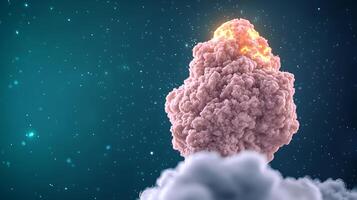 A vibrant explosion of colorful smoke rising against a starry backdrop, evoking a surreal atmosphere photo