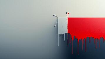 A vibrant paint splash with drips on a smooth surface, showcasing artistic color blending photo