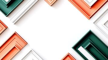Abstract arrangement of colorful frames on a white background, creating a modern artistic display photo