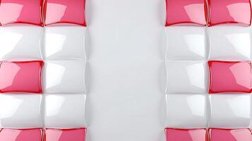 Abstract arrangement of glossy red and white tiles creating a modern, vibrant backdrop photo