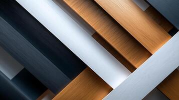 Abstract arrangement of metallic strips in various colors creating a modern artistic pattern photo