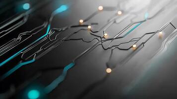 Abstract close-up of a circuit board with glowing elements, showcasing technology and innovation photo