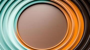 Abstract circular design with smooth gradients in teal, brown, and orange, creating a modern backdrop photo