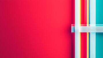 Abstract colorful background with vibrant lines crossing over a solid red and blue backdrop photo