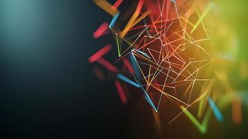 Abstract colorful geometric shapes creating a dynamic visual effect against a dark background photo