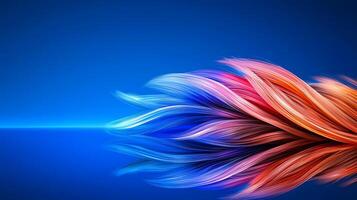 Abstract colorful wave design with vibrant hues reflecting on a smooth blue surface photo