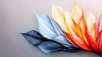 Abstract colorful wave design with flowing leaves in soft gradient background photo