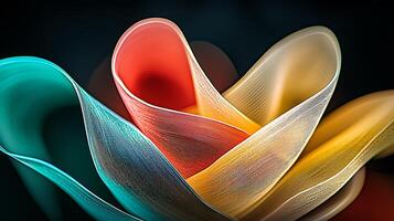 Abstract colorful waves intertwining in a dynamic display against a dark background photo