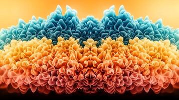 Abstract colorful waves of blue, orange, and yellow blending in a smooth gradient background photo