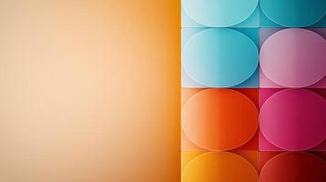 Abstract composition featuring colorful circular shapes on a gradient background, creating a modern aesthetic photo