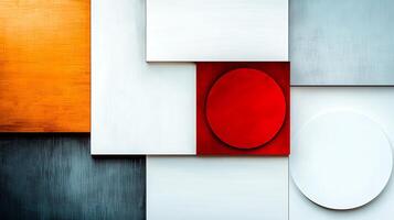 Abstract composition featuring geometric shapes and vibrant colors on a textured background photo