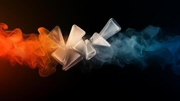 Abstract composition of colorful smoke blending in a dynamic flow against a dark background photo
