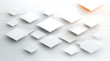 Abstract composition of floating white squares on a soft gradient background photo