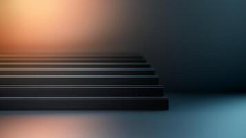 Abstract composition of dark parallel lines creating depth against a softly illuminated background photo