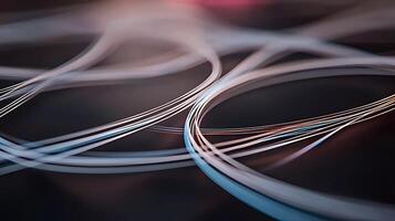 Abstract composition of flowing lines creating a dynamic visual effect in a dark background photo
