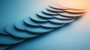 Abstract composition of layered circular shapes in gradient blue tones with soft lighting photo