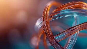 Abstract composition of intertwined glass-like strands creating a vibrant visual effect photo