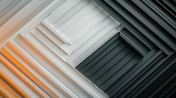 Abstract composition of layered geometric shapes in contrasting colors creating depth photo