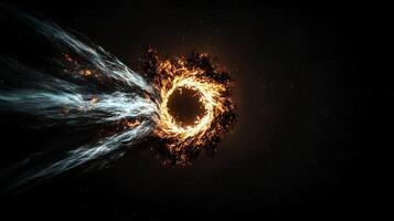 Abstract cosmic phenomenon depicting a fiery vortex with swirling elements in space photo