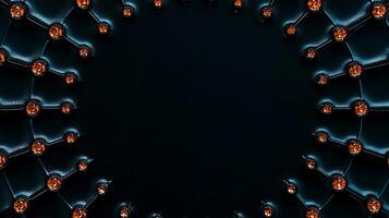 Abstract design featuring a circular arrangement of glowing orange elements on a dark background photo
