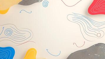 Abstract design featuring colorful flowing shapes and lines on a light background photo