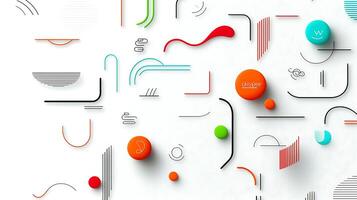 Abstract design featuring colorful shapes and lines on a white background, ideal for graphic use photo