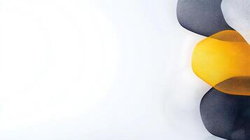 Abstract design featuring flowing shapes in black, yellow, and white against a light background photo