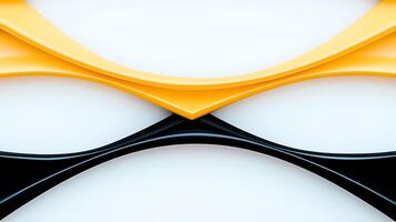 Abstract design featuring smooth curves in yellow, black, and white, creating a modern aesthetic photo