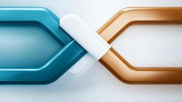 Abstract design featuring intertwined blue and brown shapes on a light background photo