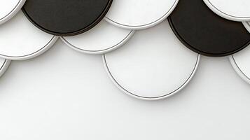 Abstract design featuring overlapping circular shapes in black and white on a smooth background photo