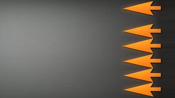 Abstract design featuring multiple orange arrows pointing right against a dark gradient background photo