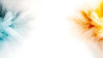 Abstract explosion of vibrant colors on a white background, creating a dynamic visual effect photo