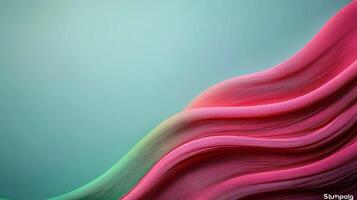 Abstract flowing fabric in shades of pink and green against a soft gradient background photo