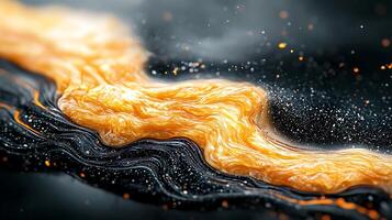 Abstract flowing orange and black texture resembling liquid movement in a dynamic environment photo