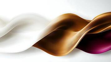 Abstract flowing waves of white, gold, and burgundy colors creating a dynamic visual effect photo