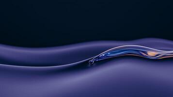 Abstract fluid wave with smooth curves and a reflective droplet against a dark background photo