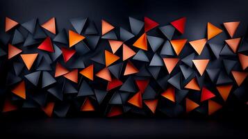 Abstract geometric background with red, orange, and black triangular shapes creating depth and contrast photo